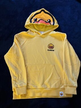 Kids Yellow Hooded Sweatshirt with Duck Face Hood